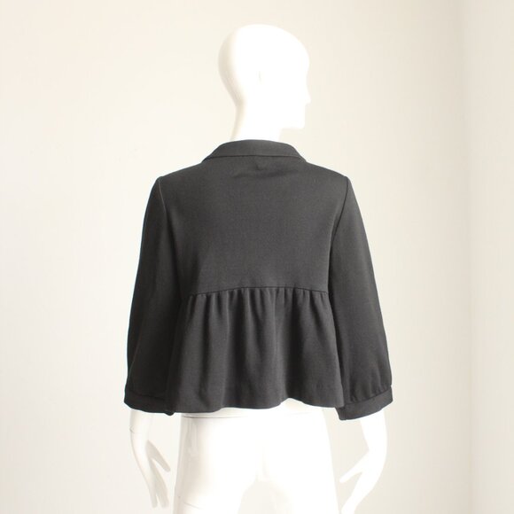 Alberto Makali Jacket Cropped Peplum Black Wool Blend Oversized Buttons - Picture 4 of 7